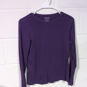 Christopher And Banks Women's Long Sleeve Tee - Deep Purple